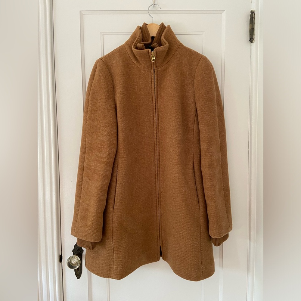 J. Crew Lodge coat in Italian stadium-cloth wool in heather acorn, size 12
